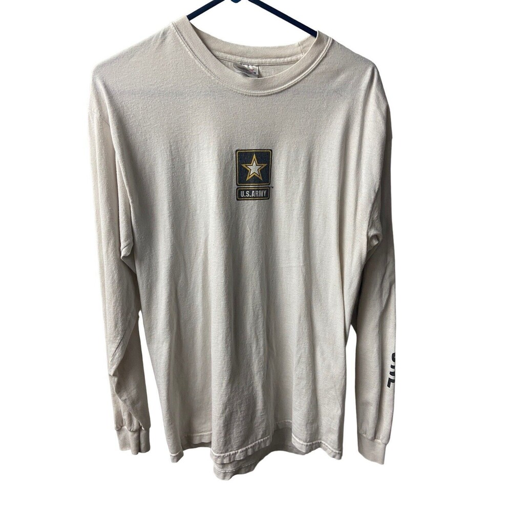 US Army Long Sleeved Off White Tee Shirt Mens M